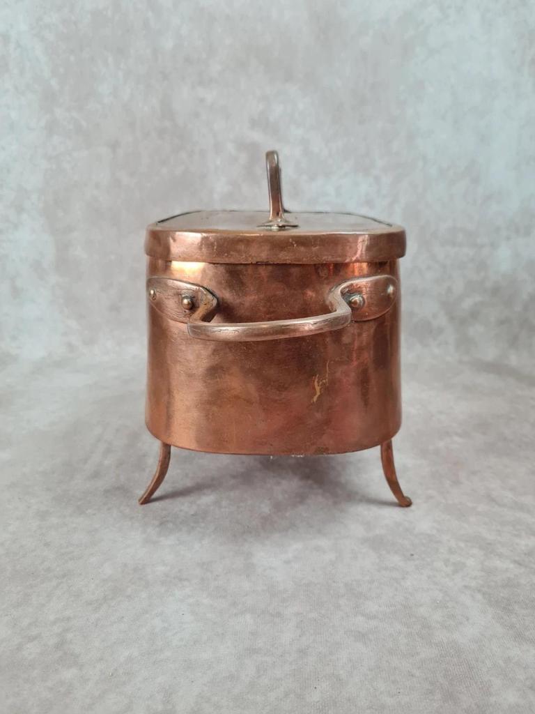 🍲 Ancienne dobière en cuivre étamé avec couvercle