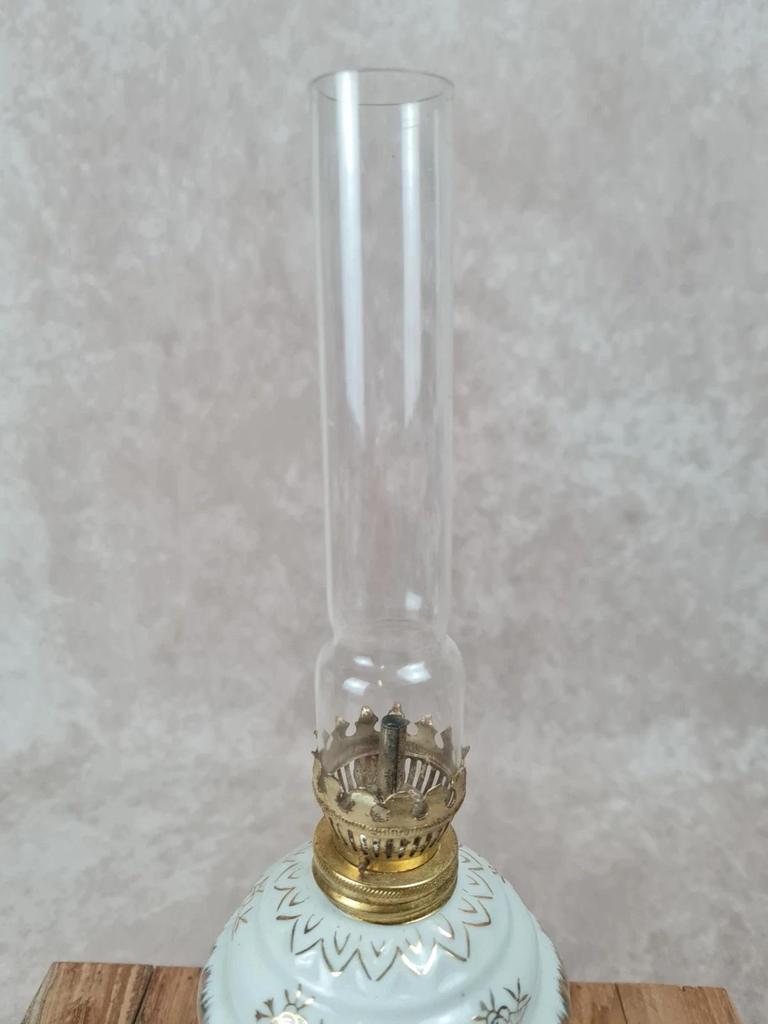 🪔 Ancienne lampe à pétrole porcelaine bleue & blanche Made in Japan
