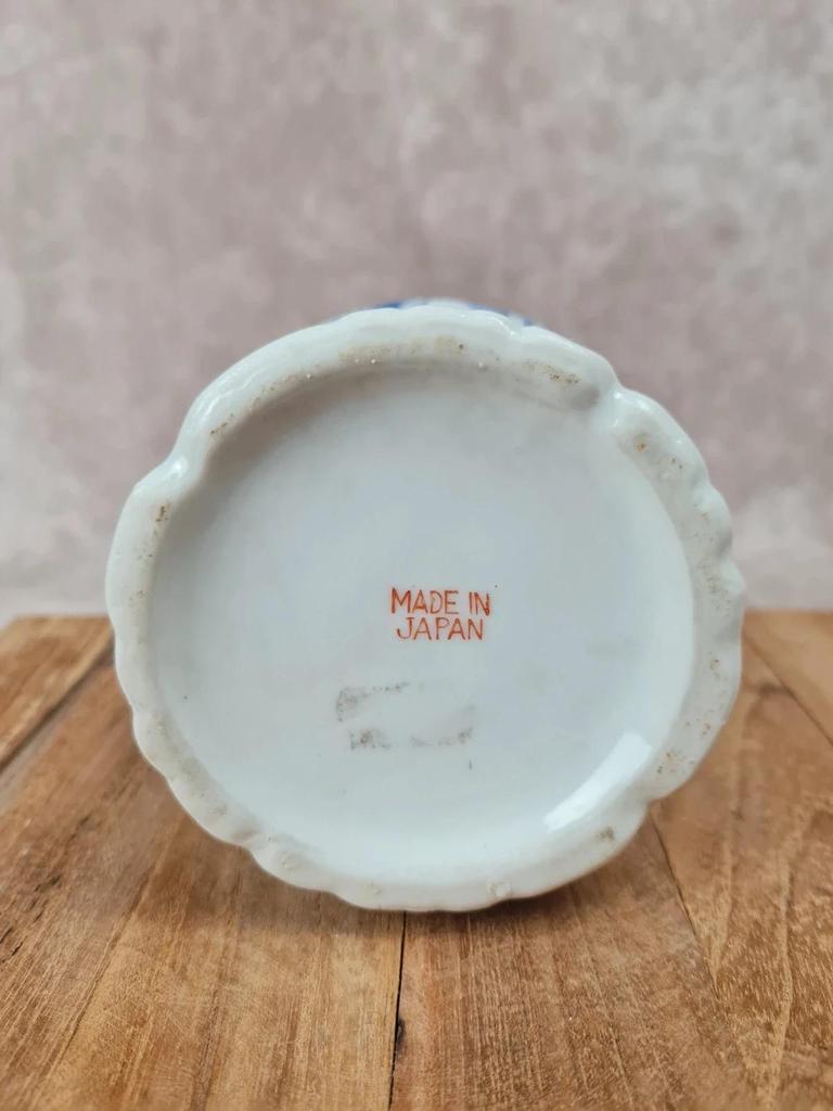 🪔 Ancienne lampe à pétrole porcelaine bleue & blanche Made in Japan