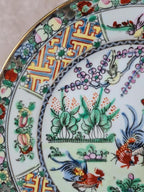 Assiette ancienne en porcelaine chinoise 🇨🇳 décor coqs & fleurs – Macao