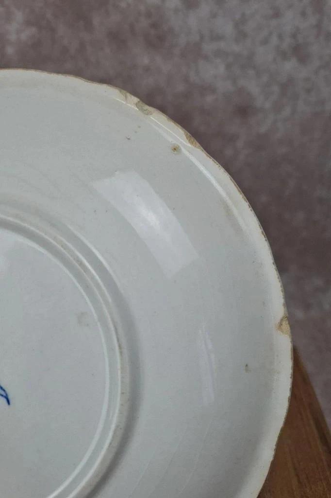 Assiette ancienne Gien modèle Rouen 🇫🇷 Faïence fine bleue décor floral Xixe