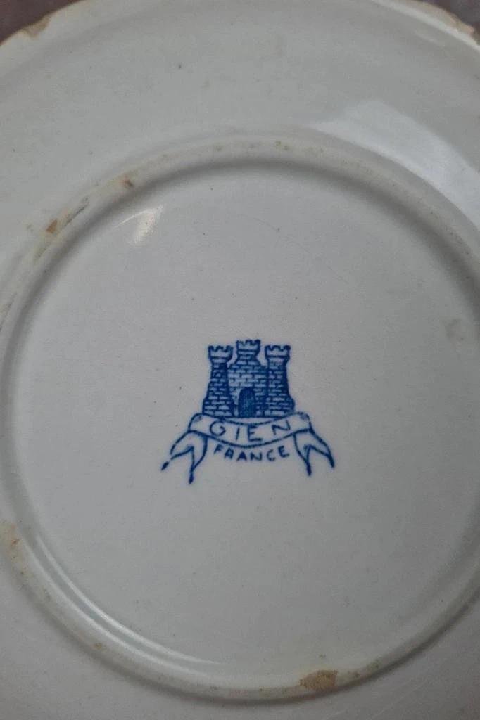 Assiette ancienne Gien modèle Rouen 🇫🇷 Faïence fine bleue décor floral Xixe