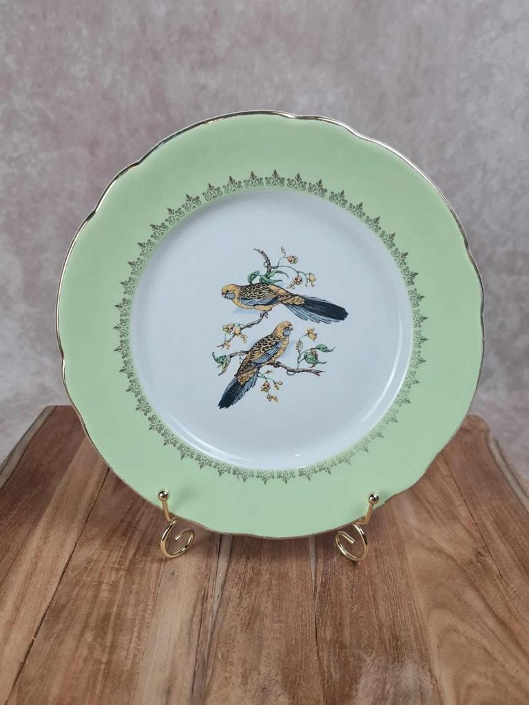 Assiette ancienne Kg Lunéville Badonvillers décor oiseaux