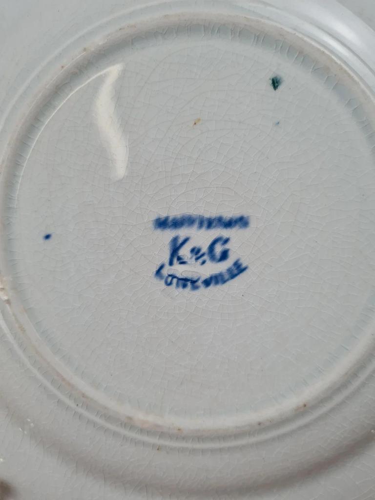 Assiette ancienne K&g Lunéville, décor bleu “serger Lundy” 💙