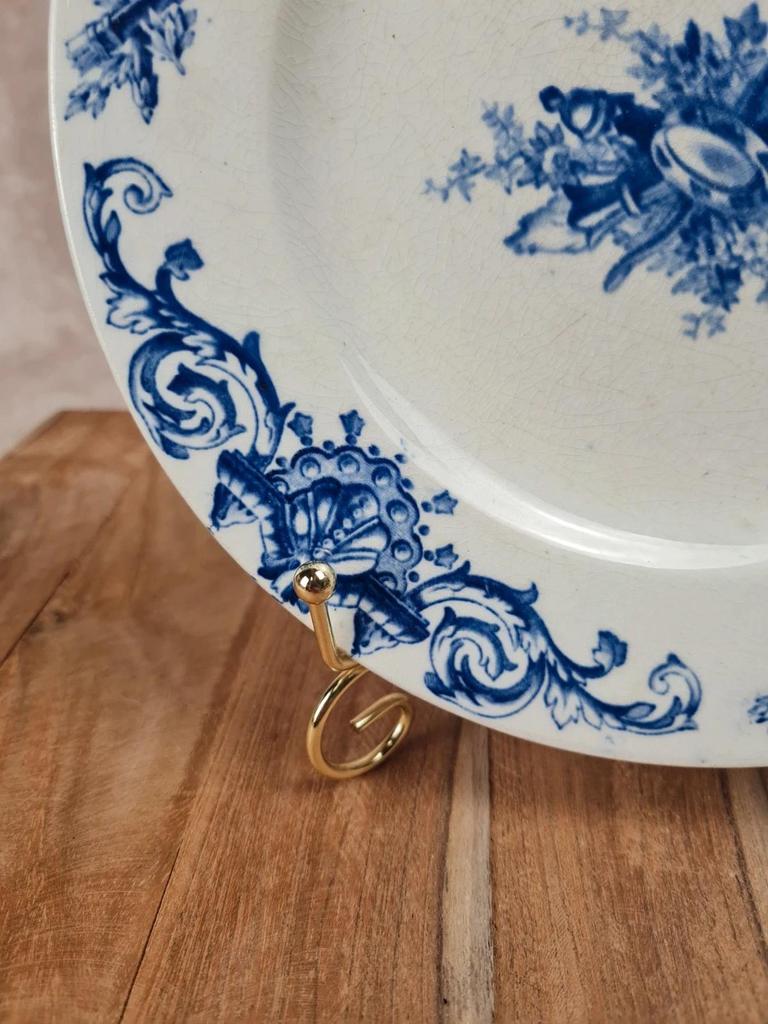 Assiette ancienne K&g Lunéville, décor bleu “serger Lundy” 💙