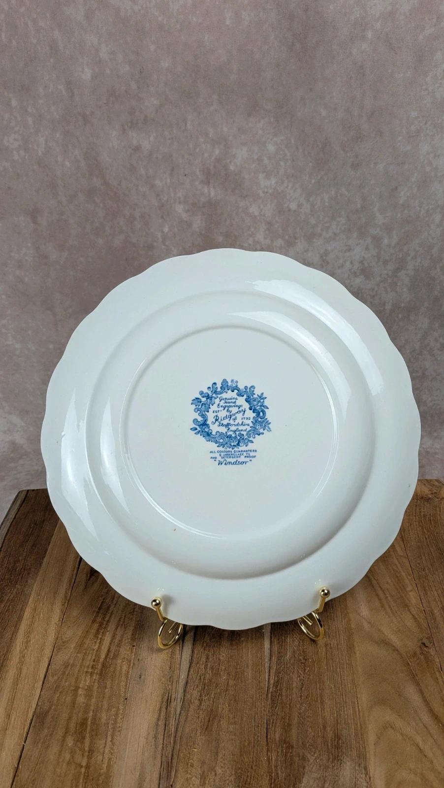 Assiette anglaise Ridgway Windsor bleu & blanc – Staffordshire –
