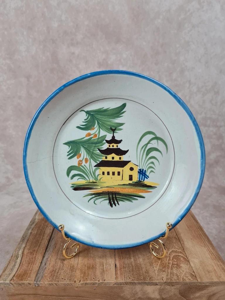Assiette creuse ancienne décor japonisant pagode 🌿