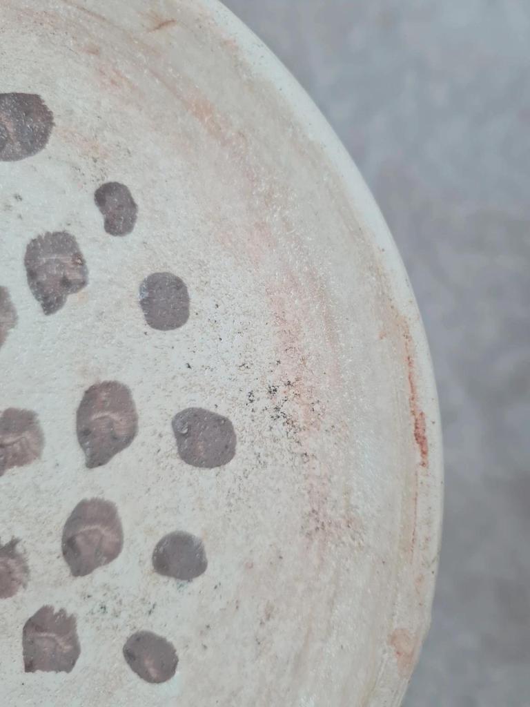 Assiette décorative ancienne en terre cuite à pois bruns 🪵🍂