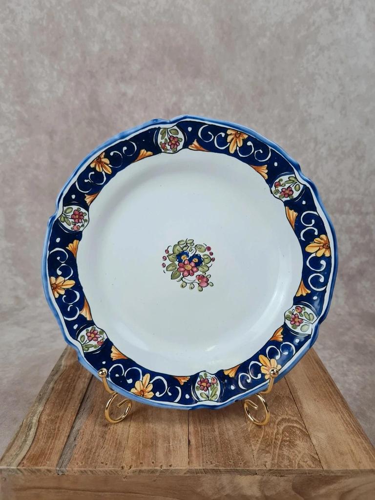 Assiette faïence Renoleau Angoulême 🏵 décor Rouen peint main