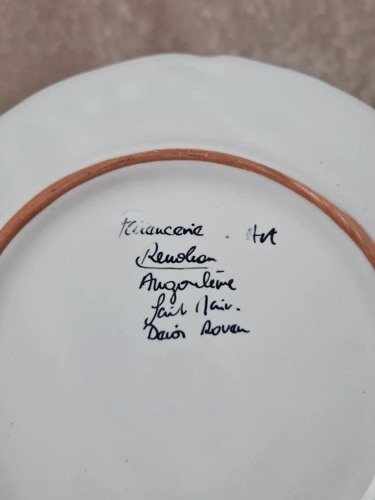 Assiette faïence Renoleau Angoulême 🏵 décor Rouen peint main
