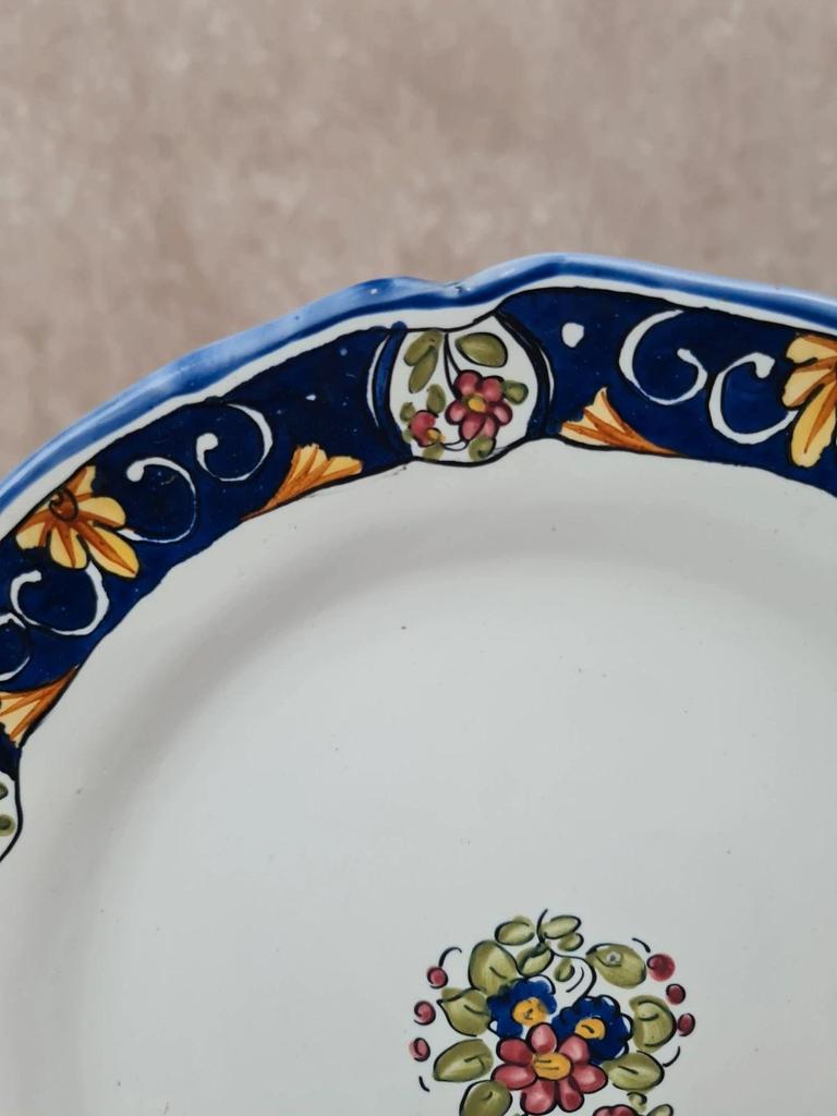 Assiette faïence Renoleau Angoulême 🏵 décor Rouen peint main