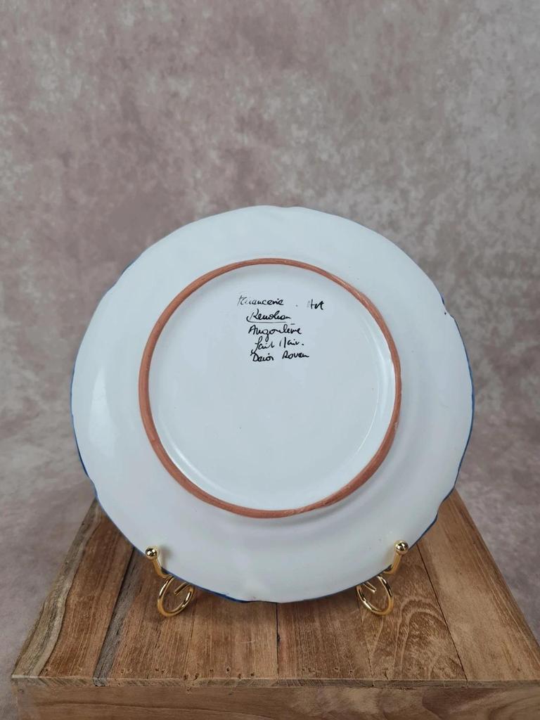 Assiette faïence Renoleau Angoulême 🏵 décor Rouen peint main