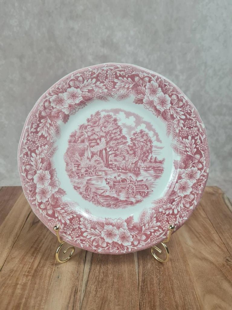 Assiette italienne vintage décor champêtre rose – Ceramica Quadrifoglio
