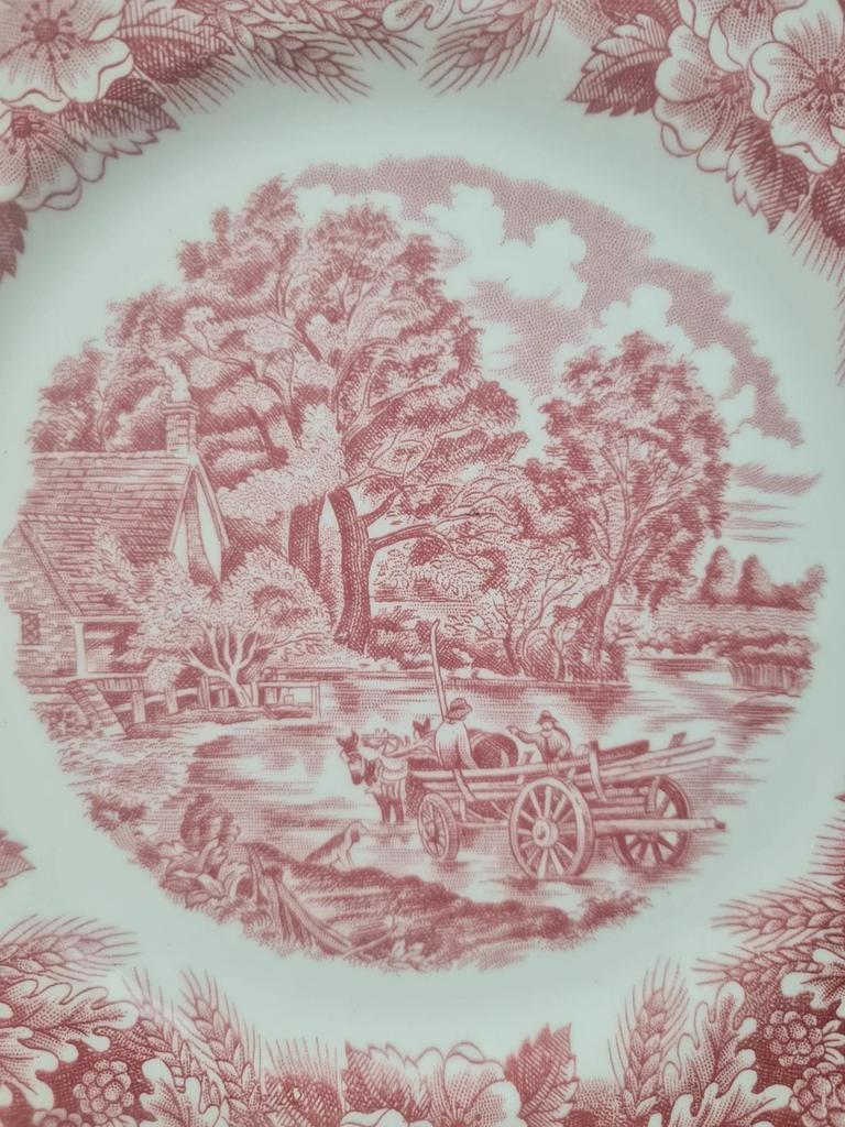 Assiette italienne vintage décor champêtre rose – Ceramica Quadrifoglio