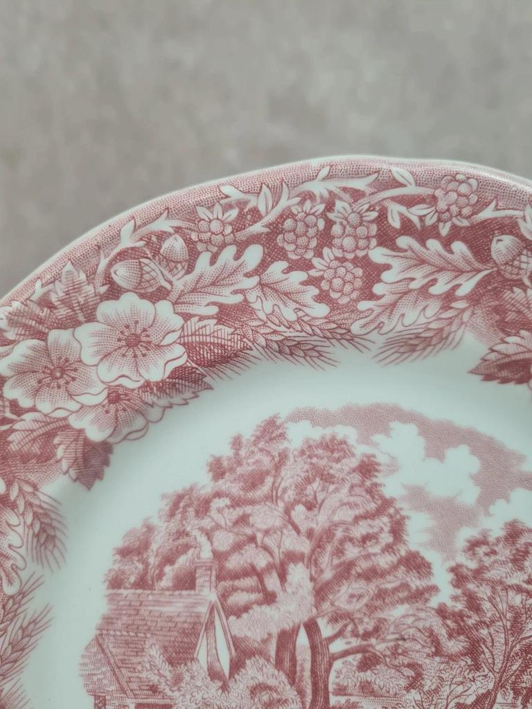 Assiette italienne vintage décor champêtre rose – Ceramica Quadrifoglio