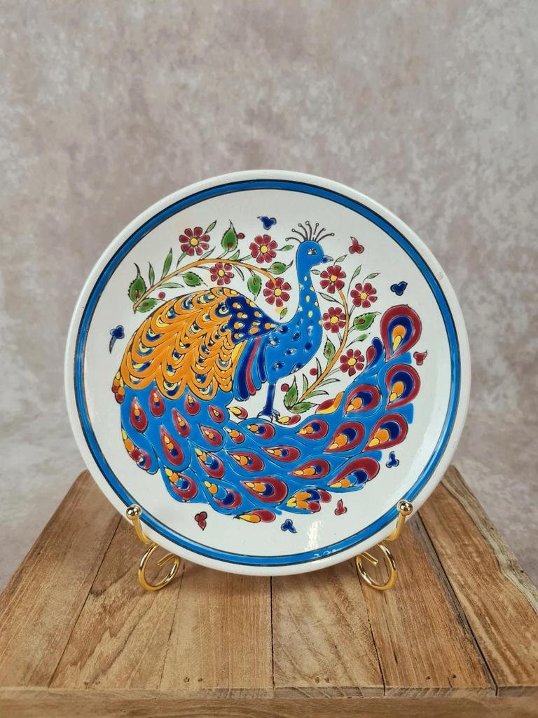 Assiette murale artisanale grecque 🦚 P.r. Keramik, peinte à la main