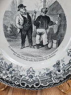 Assiette parlante ancienne Creil et Montereau – L.m & Cie – Scène humoristique Xixe