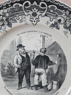 Assiette parlante ancienne Creil et Montereau – L.m & Cie – Scène humoristique Xixe