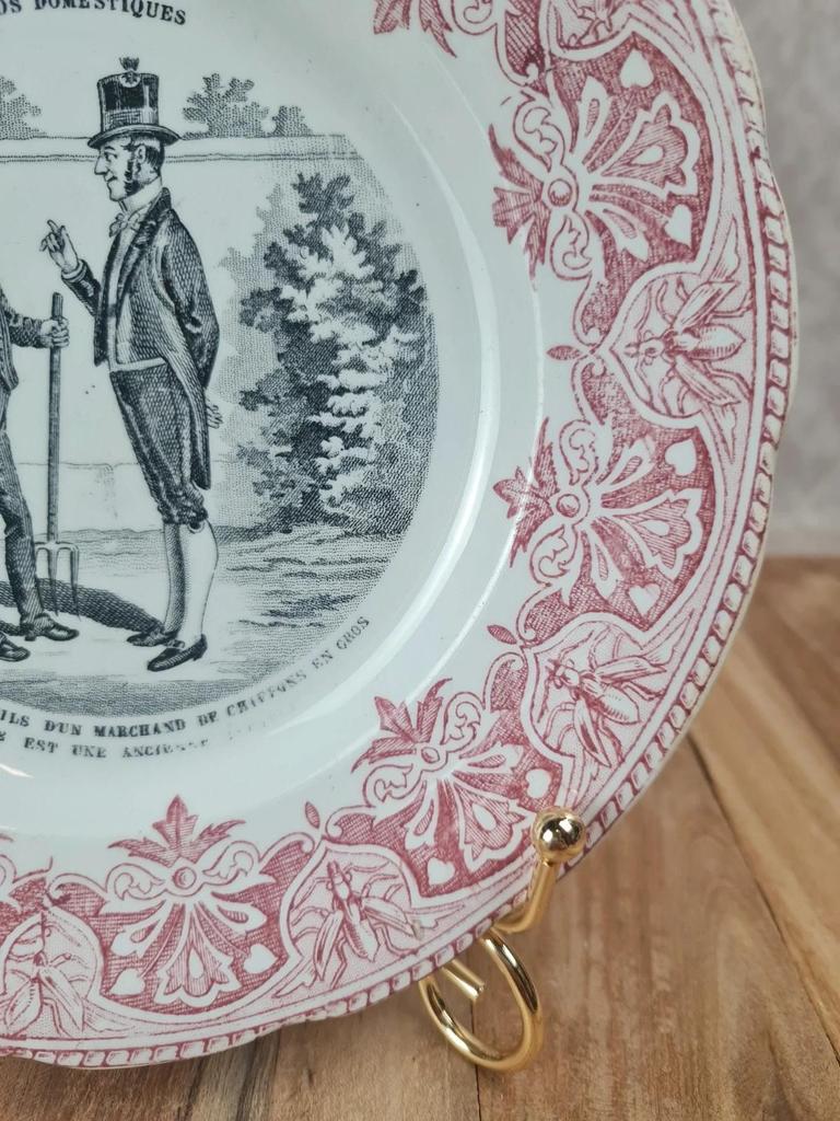 Assiette parlante ancienne « Nos Domestiques » n°11 – Creil et Montereau
