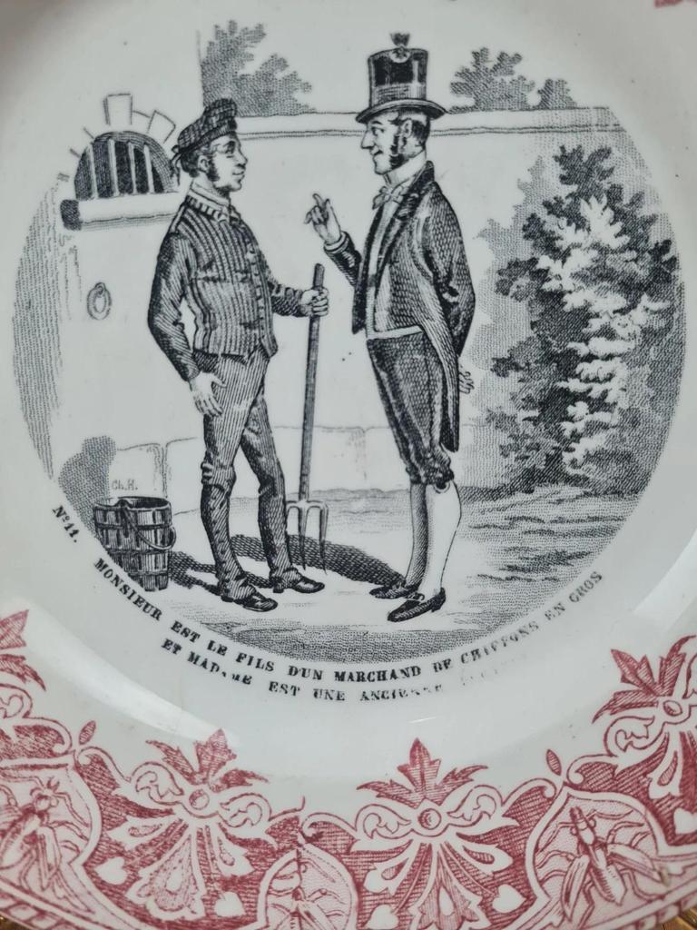 Assiette parlante ancienne « Nos Domestiques » n°11 – Creil et Montereau
