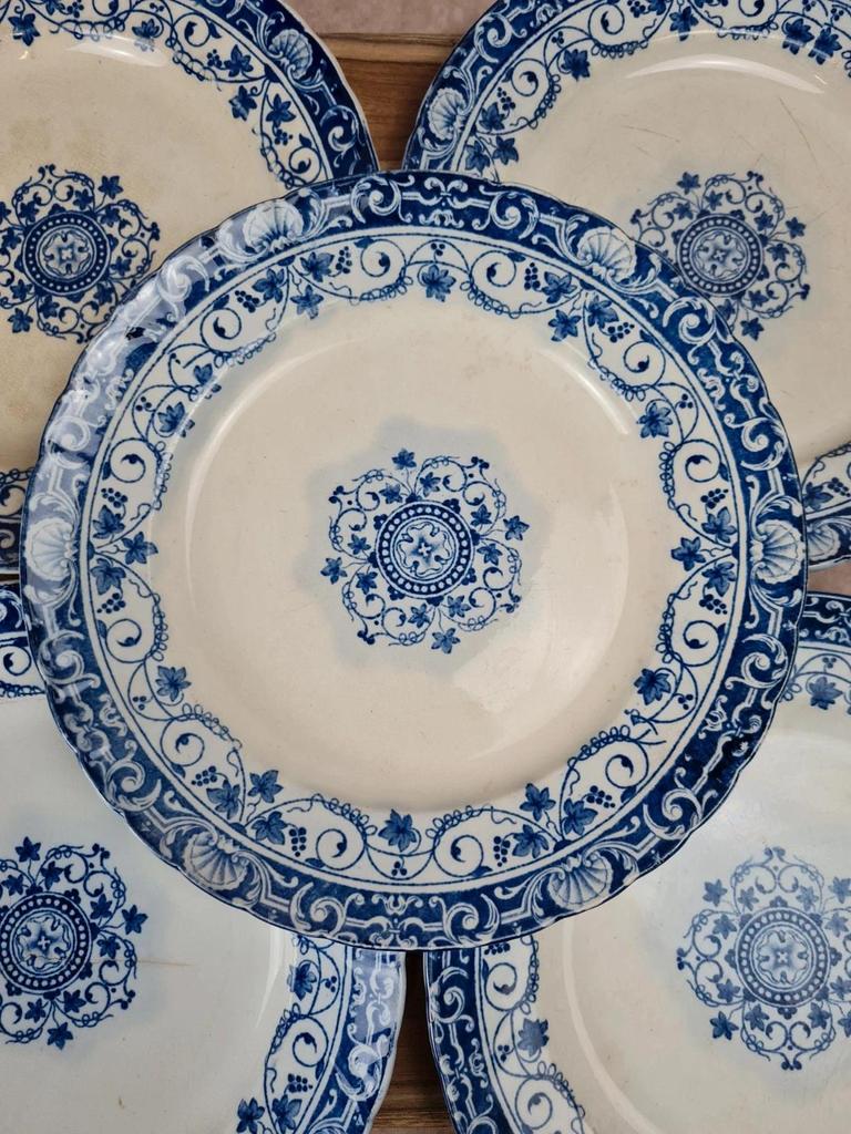Assiettes anciennes Jules Vieillard Bordeaux – Service “louis Xv” lot de 5