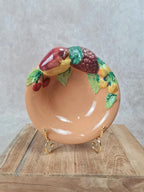 🟠 Assiettes en faïence décor fruits en relief – Lot de 2 🟠