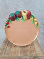 🟠 Assiettes en faïence décor fruits en relief – Lot de 2 🟠