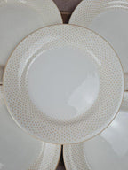 Assiettes Gien modernistes à pois dorés – lot de 9