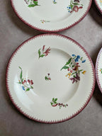 Lot de 6 assiettes creuses Sarreguemines – modèle Strasbourg – décor floral peint à la main