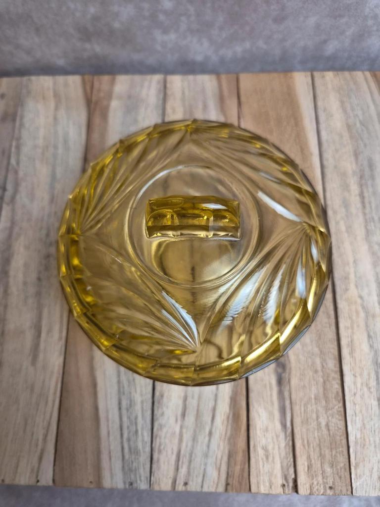 Bonbonnière vintage en verre ambré Made in France