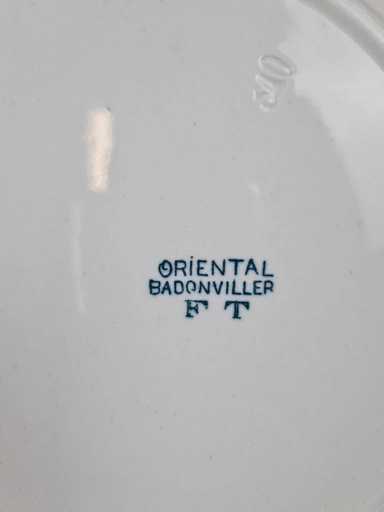 Lot de 6 assiettes plates Badonviller – modèle “oriental” 🩵