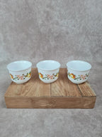 Lot de 3 tasses à café Arcopal – motif pommes vintage