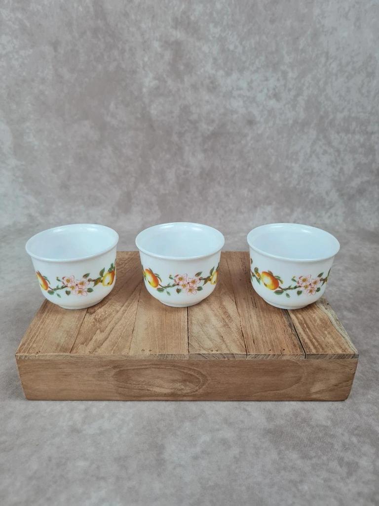Lot de 3 tasses à café Arcopal – motif pommes vintage
