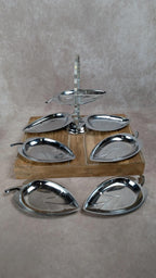 Serviteur pliant en inox + 4 coupelles assorties