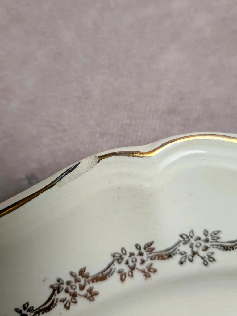6 assiettes dessert Sarreguemines terre de fer