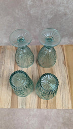 Lot de 4 verres en verre moulé – esprit vintage