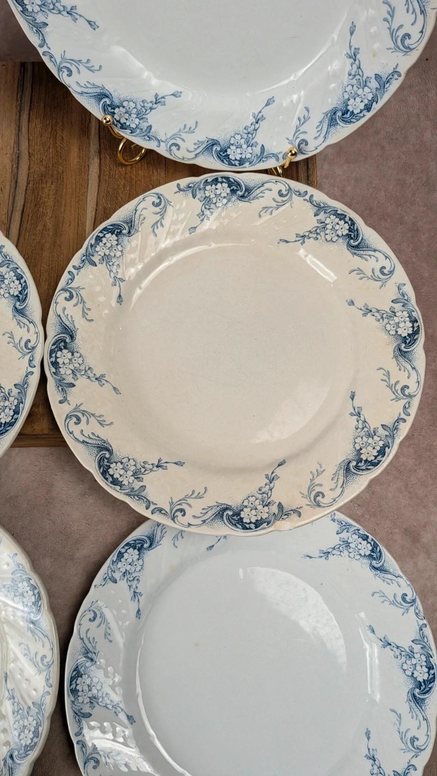 Lot de 6 assiettes plates anciennes Kg Lunéville – modèle Angèle