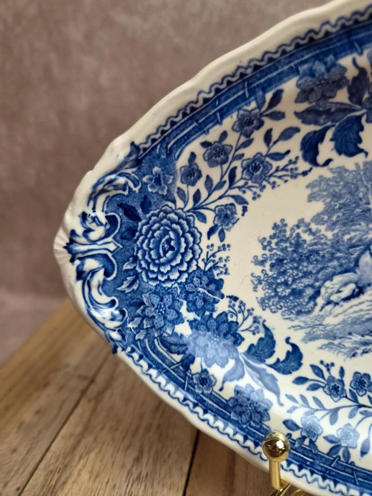 Ravier ancien Villeroy & Boch Burgenland – Décor bleu paysage et fleurs