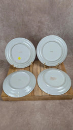 Lot de 4 assiettes à dessert – Porcelaine de Saint-amand – Décor fleuri & bleu cobalt