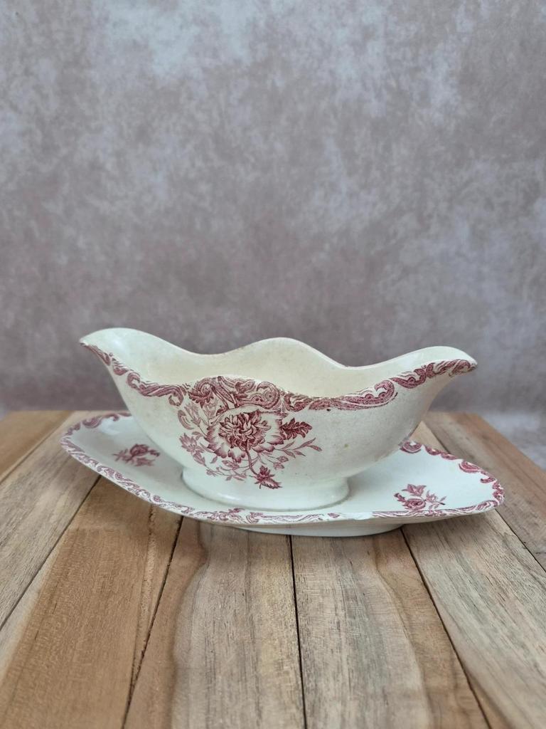Saucière ancienne Clairefontaine modèle Paveau – Terre de fer rouge – Patine ancienne