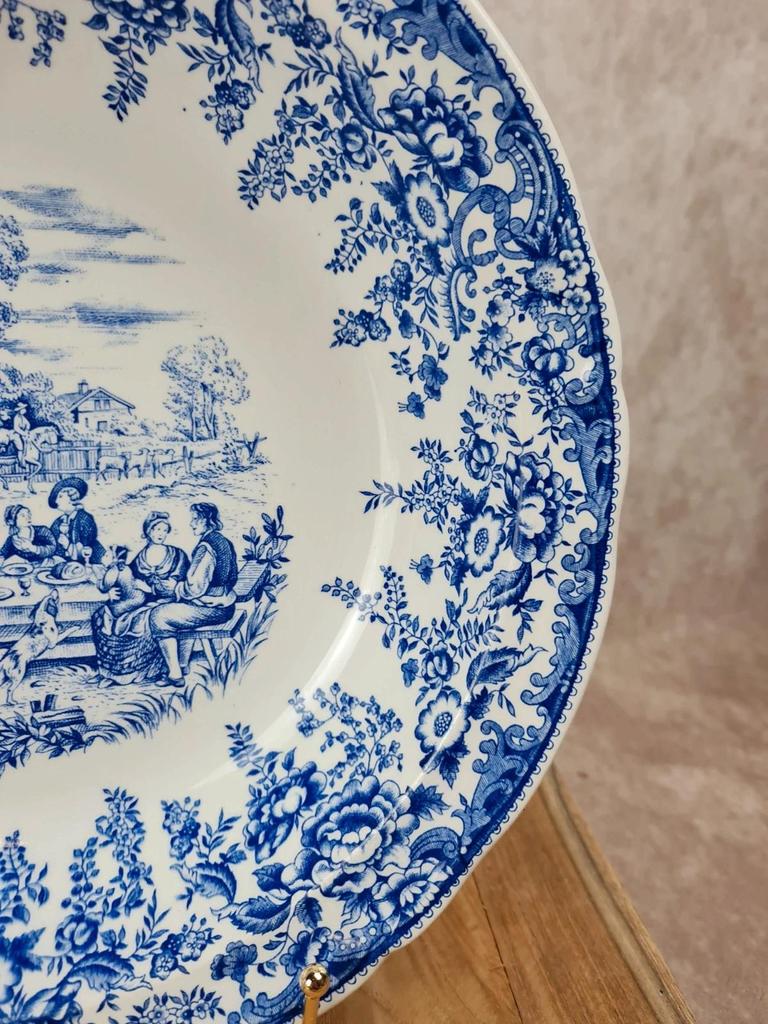 Grand saladier Kg Lunéville – Modèle Toile de Jouy – Spécial Grand Feu 🇫🇷