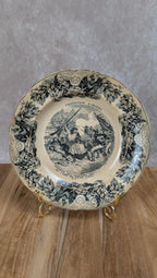 Assiette ancienne Gien – Médaille Exposition 1844 – Décor historique Grèce