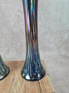 Paire de grands vases irisés vintage Fenton en verre carnival 💙