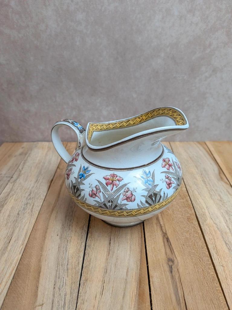 Ancien pot à lait Sarreguemines U&c – Terre de fer – Modèle Derby polychrome