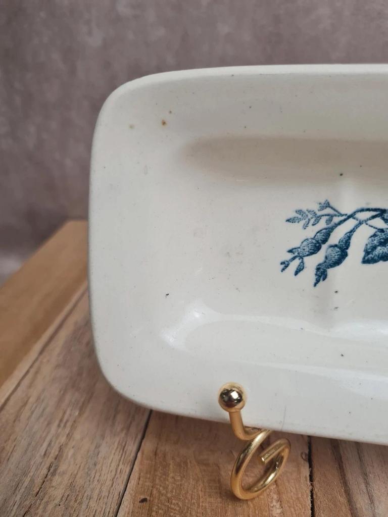 Petit porte-brosse à dents ou vide-poche vintage en terre de fer Longchamp, modèle Rosa 🌿