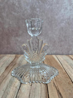 Bougeoir ancien en verre moulé pressé – décor Art déco