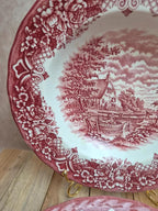 2 assiettes creuses vintage toile de Jouy rouge Grindley Homeland Staffordshire Angleterre
