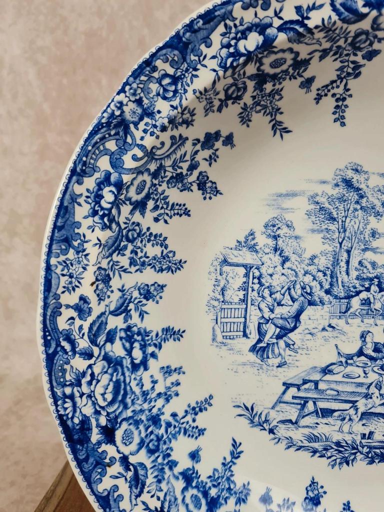 Grand saladier Kg Lunéville – Modèle Toile de Jouy – Spécial Grand Feu 🇫🇷