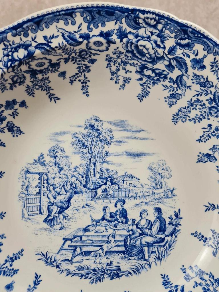 Grand saladier Kg Lunéville – Modèle Toile de Jouy – Spécial Grand Feu 🇫🇷