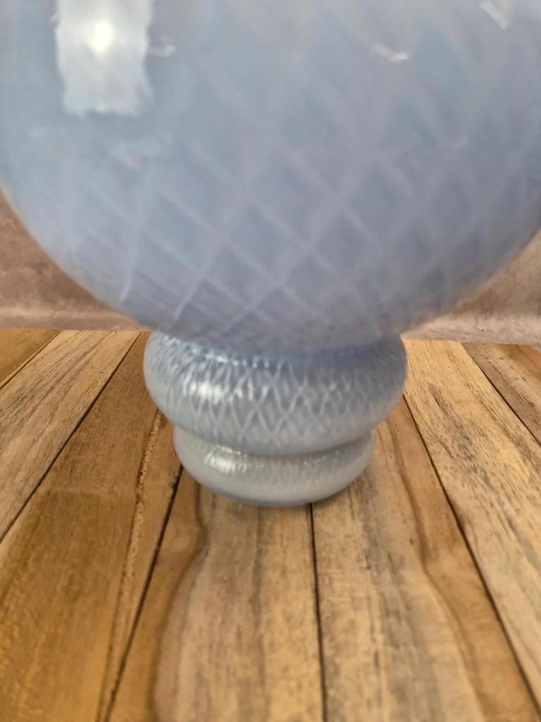 Abat-jour vintage verre opalin bleu clair – verre laiteux texturé